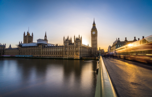 A view of Houses of Parliament and Big Ben in London UK